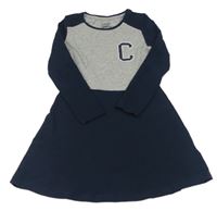 Tmavomodro-šedé bavlněné šaty s písmenem Pepperts