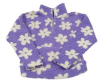 Fialová huňatá mikina květy Tu