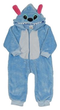 Světlemodrá chlupatá kombinéza s kapucí - Stitch Disney