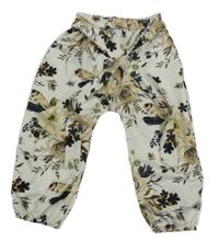 Bílo-květované lehké tepláky 