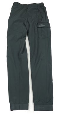 Tmavošedé šusťákové outdoorové kalhoty s kapsami 