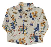 Bílá lehká košile s pejsky a nápisy Shein