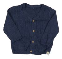 Tmavomodrý propínací svetr s copánky George