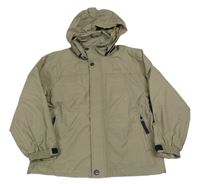 Hnědá šusťáková jarní bunda s kapucí 