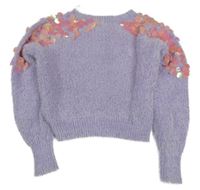 Lila chlupatý crop svetr s pajetkami Monsoon