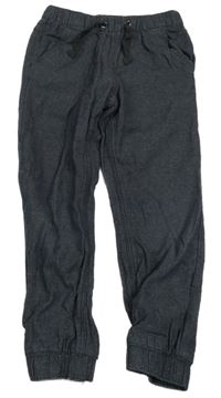 Tmavomodré melírované podšité teplákové cuff kalhoty Topolino