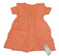 Nové - Korálové žebrované šaty s volánky a mušelínovou sukní M&S