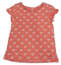 Růžové tričko s jahodami C&A