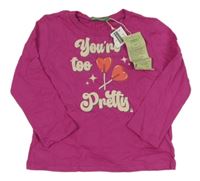 Nové - Purpurové triko s nápisy a lízátky Benetton