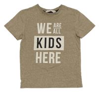 Béžové melírované tričko s nápisem H&M