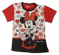 Bílo-červené tričko s Minnie Disney