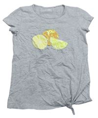 Šedé tričko s citrusy Yigga
