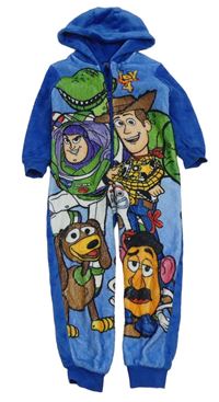 Modrá plyšová kombinéza s potiskem Toy Story a kapucí 