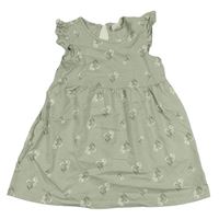 Zelenošedé bavlněné šaty s kytičkami H&M
