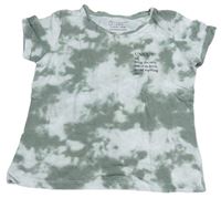 Khaki-bílé batikované tričko s nápisem Primark
