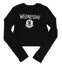 Černé žebrované crop triko Wednesday H&M