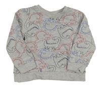 Šedá melírovaná mikina s dinosaury F&F