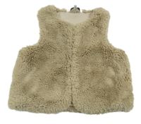 Béžová chlupatá kožešinová podšitá vesta zn. E-vie