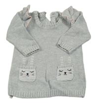 Šedé svetrové šaty se zajíčky Primark