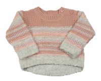 Růžovo-šedý pruhovaný svetr Nutmeg