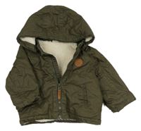 Khaki šusťáková zimní bunda s odepínací kapucí H&M