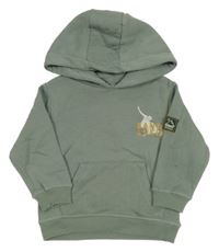 Zelenošedá mikina s potiskem a kapucí Zeeman