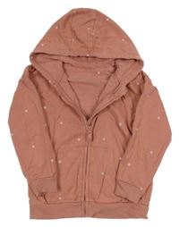 Starorůžová propínací mikina se srdíčky a kapucí George 