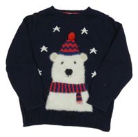 Tmavomodrý svetr s medvídkem H&M