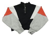 Černo-šedo-červeno-bílá crop mikina Candy Couture 