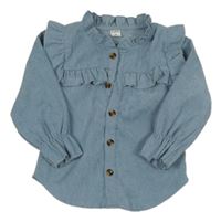 Světlemodrá manšestrová halenka s volánky Shein 