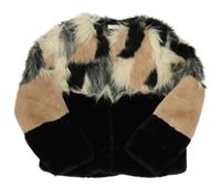 Černo-starorůžovo-smetanová kožešinová podšitá bunda Name it