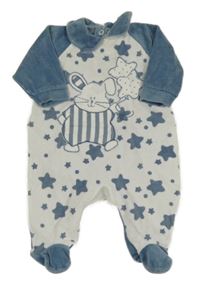 Bílo-modrý sametový overal se zajíčkem 