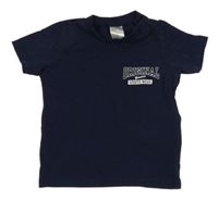 Tmavomodré tričko s nápisem H&M