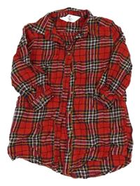 Červeno-barevné kostkované košilové šaty H&M