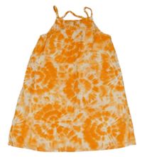 Oranžové batikované plátěné šaty H&M