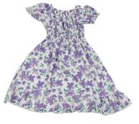 Bílé lehké šaty s květy 