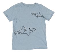 Světlemodré proužkované tričko se žraloky Topolino