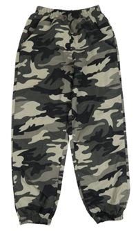 Béžovo-černé army šusťákové cuff kalhoty 