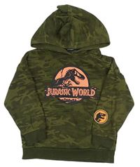 Khaki army mikina s dinosaurem - Jurský svět a kapucí s ostny PRIMARK