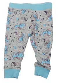 Šedo-světlemodré melírované pyžamové kalhoty s dinosaury impidimpi
