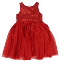 Červené slavnostní šaty s mašlí a tylem H&M