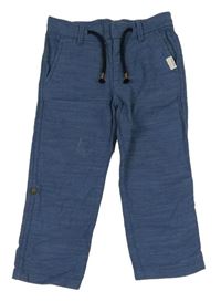 Modré melírované chino rolovací kalhoty H&M