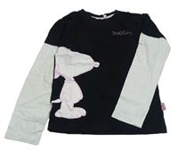 Černo-bílé triko se Snoopym a flitry a kamínky C&A
