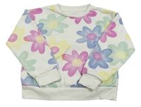Bílá květovaná crop mikina PRIMARK
