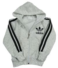 Bílo-černá melírovaná propínací mikina s kapucí Adidas