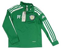 Tmavozeleno-bílá funkční fotbalová mikina se znakem Adidas
