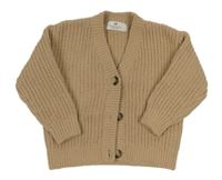 Béžový žebrovaný propínací svetr H&M