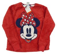 Nová - červená plyšová pyžamová mikina s Minnie Disney
