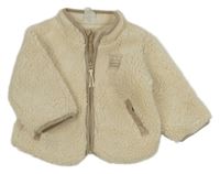 Smetanová huňatá podšitá bunda s nášivkou H&M