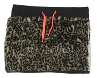 Béžovo-černo-tmavošedá vzorovaná kožešinová podšitá sukně s pruhem Persival